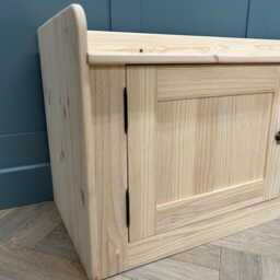 Stock Wood Shoe Storage Bench Seat - 2 Door Cupboard Hallway, Dining Or Window - 1220mm - thumbnail 2