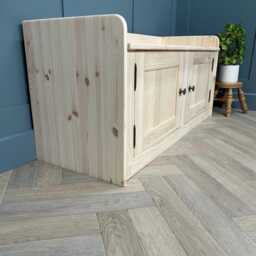 Stock Wood Shoe Storage Bench Seat - 2 Door Cupboard Hallway, Dining Or Window - 1220mm - thumbnail 3