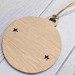 Personalised Oak Baby Handprint Bauble - Baby's First Christmas Ornament Custom Keepsake New Parents Wood Decoration - thumbnail 3