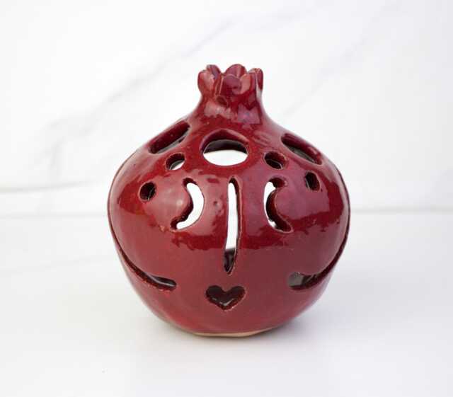Wedding Favors, Pomegranate Ceramic Candlestick, Ceramic Luminaries, Handmade, Candle Holder, Lantern, Ceramics & Pottery, Modern - image 1