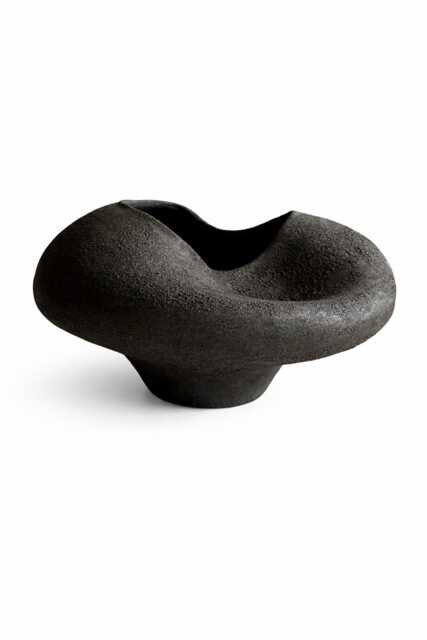 Fossil Echo Series - Textured Black Stoneware Vase - Wabi-Sabi Organic Form, Sculptural Home Decor, Limited Edition - image 1