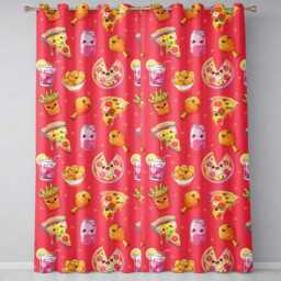 Cute French Fries Seamless Pattern Red Background Readymade Eyelet Ring Top Thermal 100% Blackout Curtains - thumbnail 2