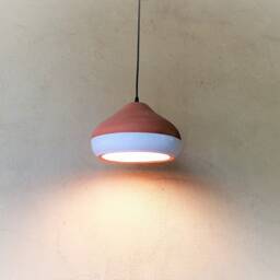 Handmade Terra Cotta Pendant Light White Glaze Kitchen Lighting - thumbnail 2