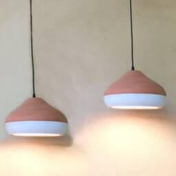 Handmade Terra Cotta Pendant Light White Glaze Kitchen Lighting - thumbnail 4