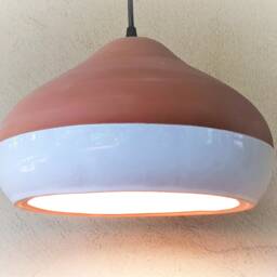 Handmade Terra Cotta Pendant Light White Glaze Kitchen Lighting - thumbnail 3
