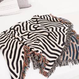 Modern Art Blanket Minimalist Blanket, Black & White, Blanket, Woven Throw Couch Bed Sofa Throw, Modern Throw - thumbnail 3
