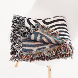 Modern Art Blanket Minimalist Blanket, Black & White, Blanket, Woven Throw Couch Bed Sofa Throw, Modern Throw - thumbnail 2