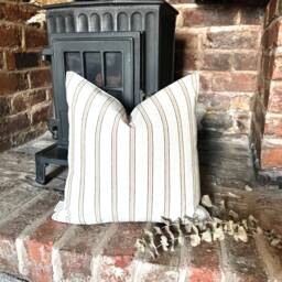1500. Lord Black/Yellow Stripe Linen Look Cotton Cushion Cover, Various Sizes - thumbnail 1
