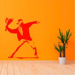 Banksy Flower Molotov Sticker, Vinyl Wall Art Sticker, Transfer, Mural, Stencil, Easy To Apply, Instructions Included, Matt Finish