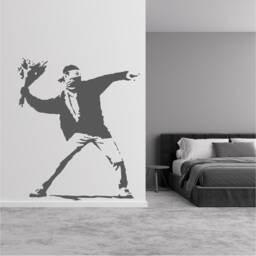 Banksy Flower Molotov Sticker, Vinyl Wall Art Sticker, Transfer, Mural, Stencil, Easy To Apply, Instructions Included, Matt Finish - thumbnail 3