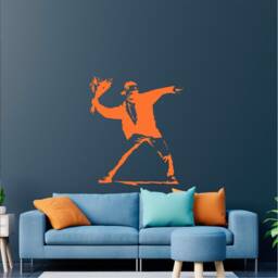 Banksy Flower Molotov Sticker, Vinyl Wall Art Sticker, Transfer, Mural, Stencil, Easy To Apply, Instructions Included, Matt Finish - thumbnail 2