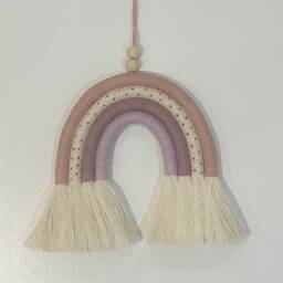 Personalised Macrame Rainbow Wall Hanging Dusty Pink Nursery Decor Name Option - thumbnail 4