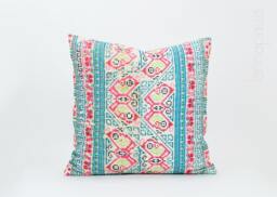 Vintage Hand Embroidered Hmong Pillow Cover Ethnic Floral Cushion, 20x20 - thumbnail 1