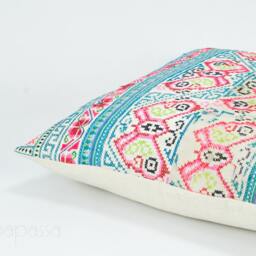 Vintage Hand Embroidered Hmong Pillow Cover Ethnic Floral Cushion, 20x20 - thumbnail 3