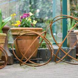 Rusty Metal Garden Sphere Sculpture Hoop Ornament - Art - thumbnail 2
