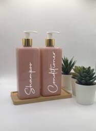 Personalised Pink Square Soap Dispenser Bottle With White/Gold Pump 250Ml & 500Ml