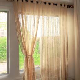 Handmade Cotton Crochet Curtain Shabby Chic Floral Window Treatments - thumbnail 3