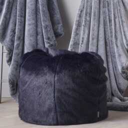 Navy Faux Fur Beanbag Large Luxury Vegan Suede Base - thumbnail 2