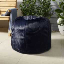 Navy Faux Fur Beanbag Large Luxury Vegan Suede Base - thumbnail 3
