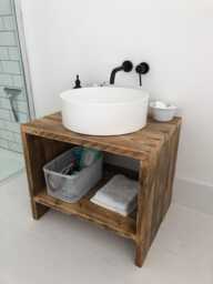 Reclaimed Solid Wood Vanity Unit - Bathroom Storage Sink Stand Rustic