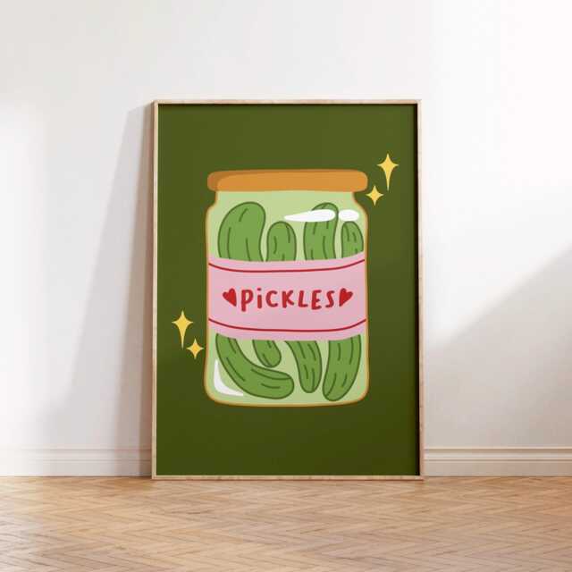 Pickles Print Poster, Living Room Wall Print, Bedroom Decor, Typography Art Dopamine Bar Kitchen Portrait - image 1