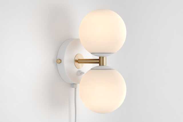 Mia Mid Century Modern Plug-In Wall Sconce White Sphere Milk Glass Globe Plafond Vanity Light Bedside Lamp Retro Fixture - image 1