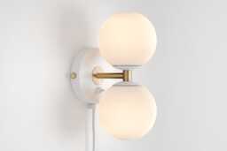 Mia Mid Century Modern Plug-In Wall Sconce White Sphere Milk Glass Globe Plafond Vanity Light Bedside Lamp Retro Fixture