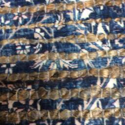 "Beautiful Handmade Jute Chindi Rug, Handmade Rag Boho Hippie Vegan Rug. Colorfull Blue & Jute 49""x28" - thumbnail 4