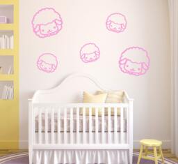 Adorable Counting Sheep Vinyl Wall Decal Set - Includes 5 Individual - thumbnail 1