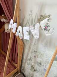 Quilted Fabric Name Banner - Custom Kids Room Garland Personalized Nursery Wall Decor Baby Shower Gift Soft Letters - thumbnail 1