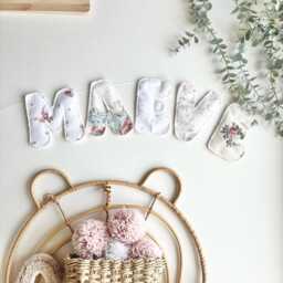 Quilted Fabric Name Banner - Custom Kids Room Garland Personalized Nursery Wall Decor Baby Shower Gift Soft Letters - thumbnail 3