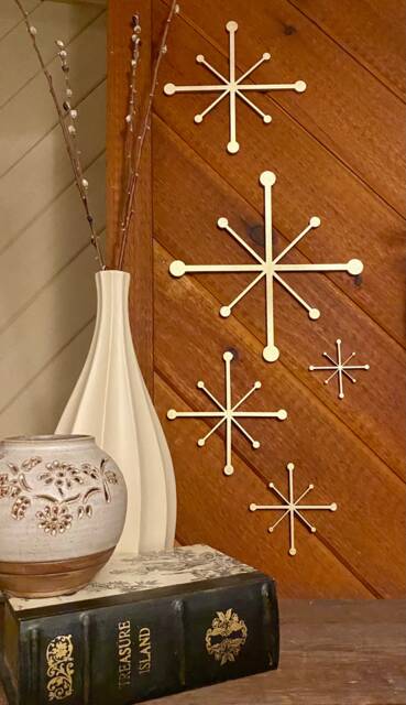 Mid Century Modern Atomic Stars - 3D Printed & Painted Gold, Silver, Or Unpainted Natural Black ~ Wall Art/Decor - image 1
