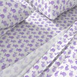Rabbit Sheets - Purple Watercolor Bunny By Littlearrowdesign Spring Easter Decor Kids Cotton Sateen Sheet Set Bedding Spoonflower - thumbnail 2