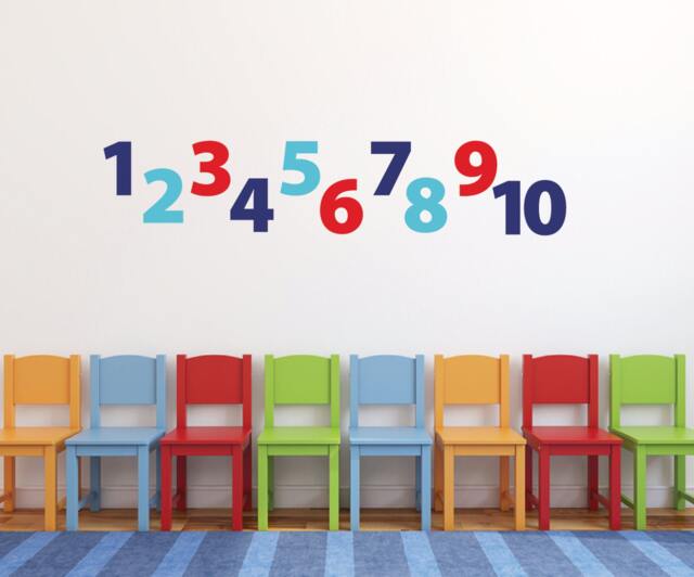 Number Wall Decals For Kids, Playroom Vinyl Decal, Children's Wall Stickers 123 Numbers Db409 - image 1