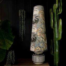 Grey Bird Song Heron Velvet Handmade Oversized Cone Lampshades - thumbnail 3