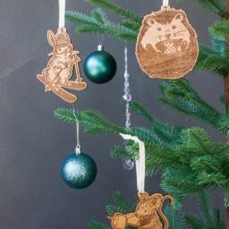 Marshmallow Mouse Wood Ornament [Woodland Art, Cute Animals Camping, Whimsical, Personalized Gifts, Christmas, Holiday, Stocking Stuffers] - thumbnail 2