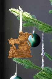 Marshmallow Mouse Wood Ornament [Woodland Art, Cute Animals Camping, Whimsical, Personalized Gifts, Christmas, Holiday, Stocking Stuffers] - thumbnail 1