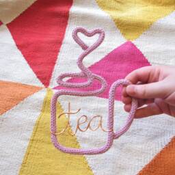 Knitted Wire Tea Cup Wall Art Tea Lover Gift Sign Kitchen Decor, Related Gifts Party Decorations - thumbnail 2