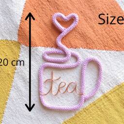 Knitted Wire Tea Cup Wall Art Tea Lover Gift Sign Kitchen Decor, Related Gifts Party Decorations - thumbnail 3