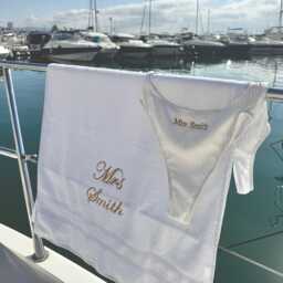 Personalized Wedding Towel - Embroidered Bridal Shower Gift - thumbnail 1