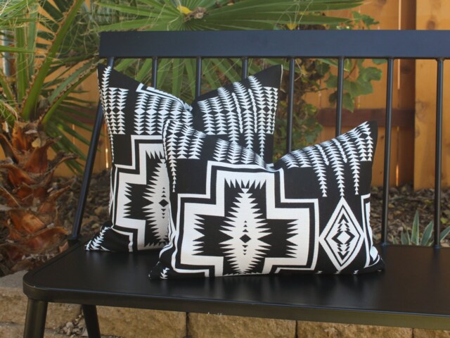 Harding Classic Outdoor Pillow Cover, Black & White Southwestern All Weather Cover - Made To Order - image 1