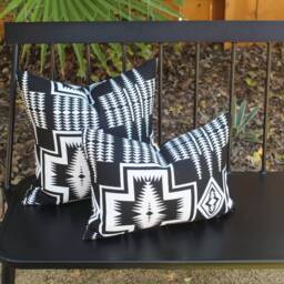 Harding Classic Outdoor Pillow Cover, Black & White Southwestern All Weather Cover - Made To Order - thumbnail 2