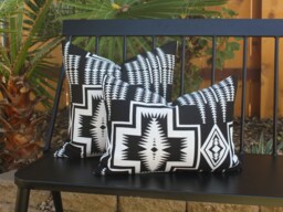 Harding Classic Outdoor Pillow Cover, Black & White Southwestern All Weather Cover - Made To Order - thumbnail 1