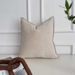 Chenille Velvet Beige Cushion Cover Decorative Throw Pillow Cover, - All Sizes - thumbnail 3