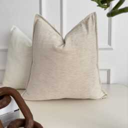 Chenille Velvet Beige Cushion Cover Decorative Throw Pillow Cover, - All Sizes - thumbnail 2
