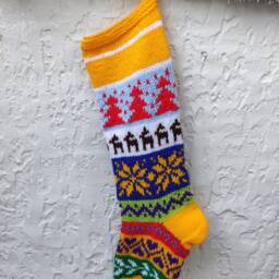 Knit Christmas Stockings Set, Nordic Santa, Trees, Decoration, Custom Stocking For Kids - thumbnail 3