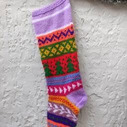 Knit Christmas Stockings Set, Nordic Santa, Trees, Decoration, Custom Stocking For Kids - thumbnail 2