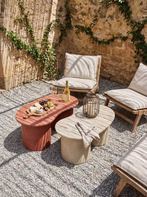 Bean 2 Pieces Coffee Table, Micro Concrete Texture - image 1
