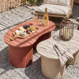 Bean 2 Pieces Coffee Table, Micro Concrete Texture - thumbnail 2