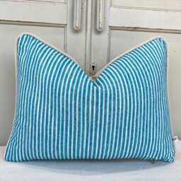 Cushions Made in Fermoie Luxury Poulton Stripe Turquoise Blue Cushion Pillow Cover - thumbnail 3